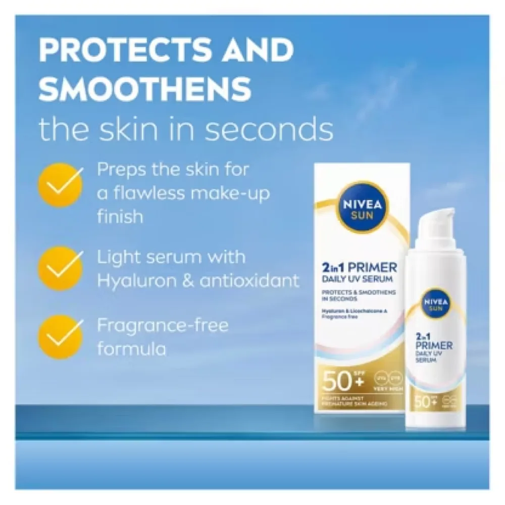 NIVEA SUN UV Face 2in1 Daily Primer Face Serum SPF50+ 30ml